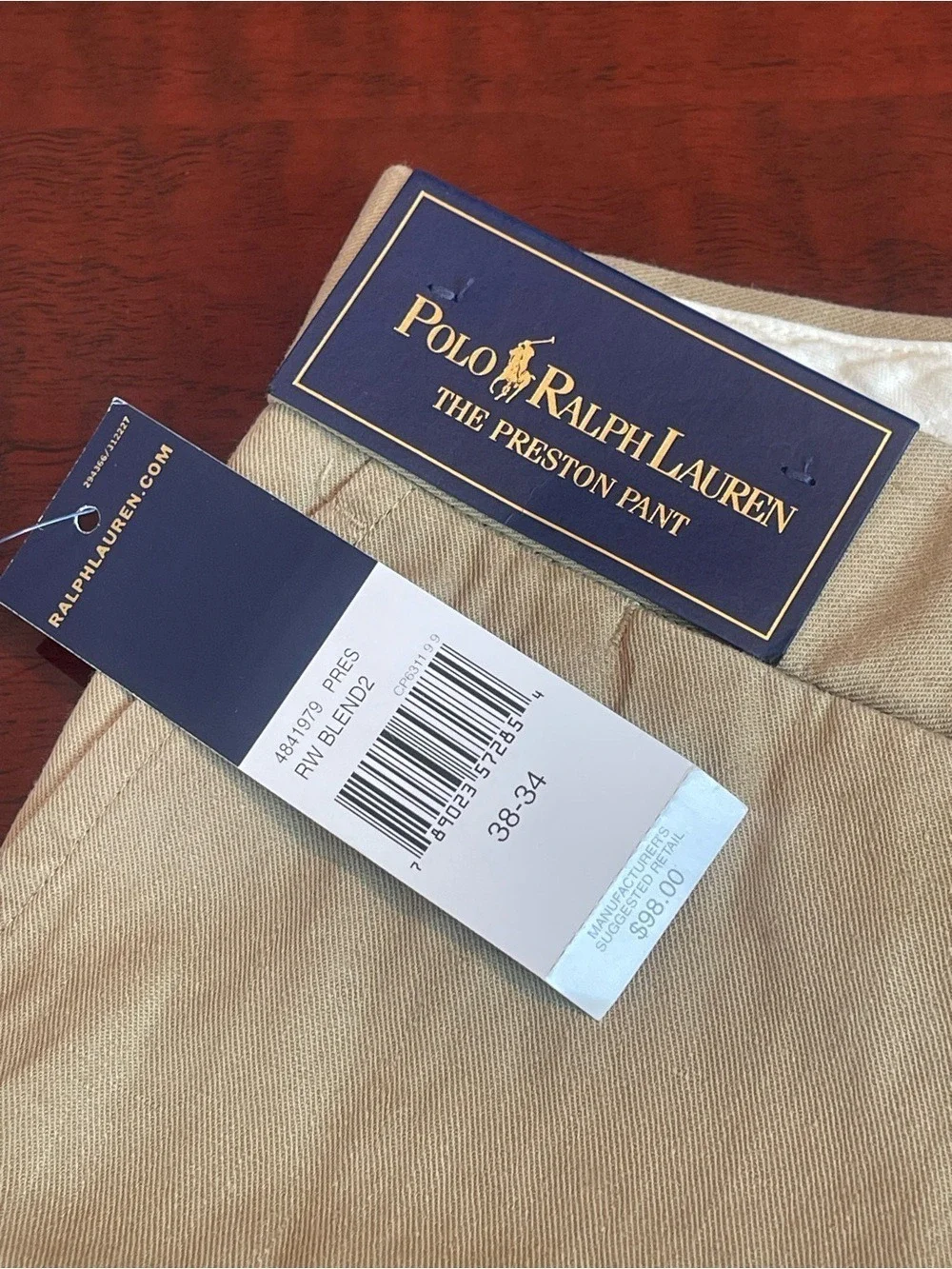 Polo Ralph Lauren The Preston Pant Linen Blend Chino Khaki Trousers 38x34 NWT